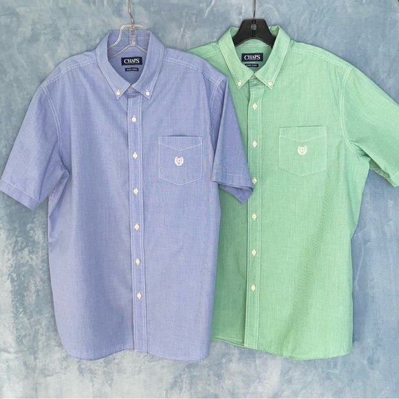 2 NWOT Ralph Lauren Chaps checked s/s button-front shirts/2 for less $ than 1 - Picture 1 of 10
